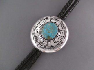 Turquoise Bolo Tie - Carico Lake Turquoise Bolo Tie by Navajo Indian jewelry artist, Leonard Nez $1,280-