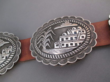 Sterling Silver Concho Belt with beautiful detail by Bruce Morgan