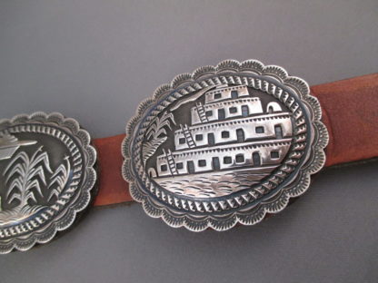 Sterling Silver Concho Belt with beautiful detail by Bruce Morgan