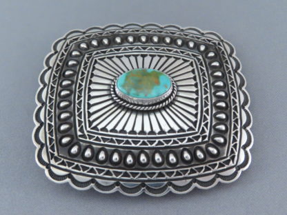 Sterling Silver Belt Buckle with Royston Turquoise