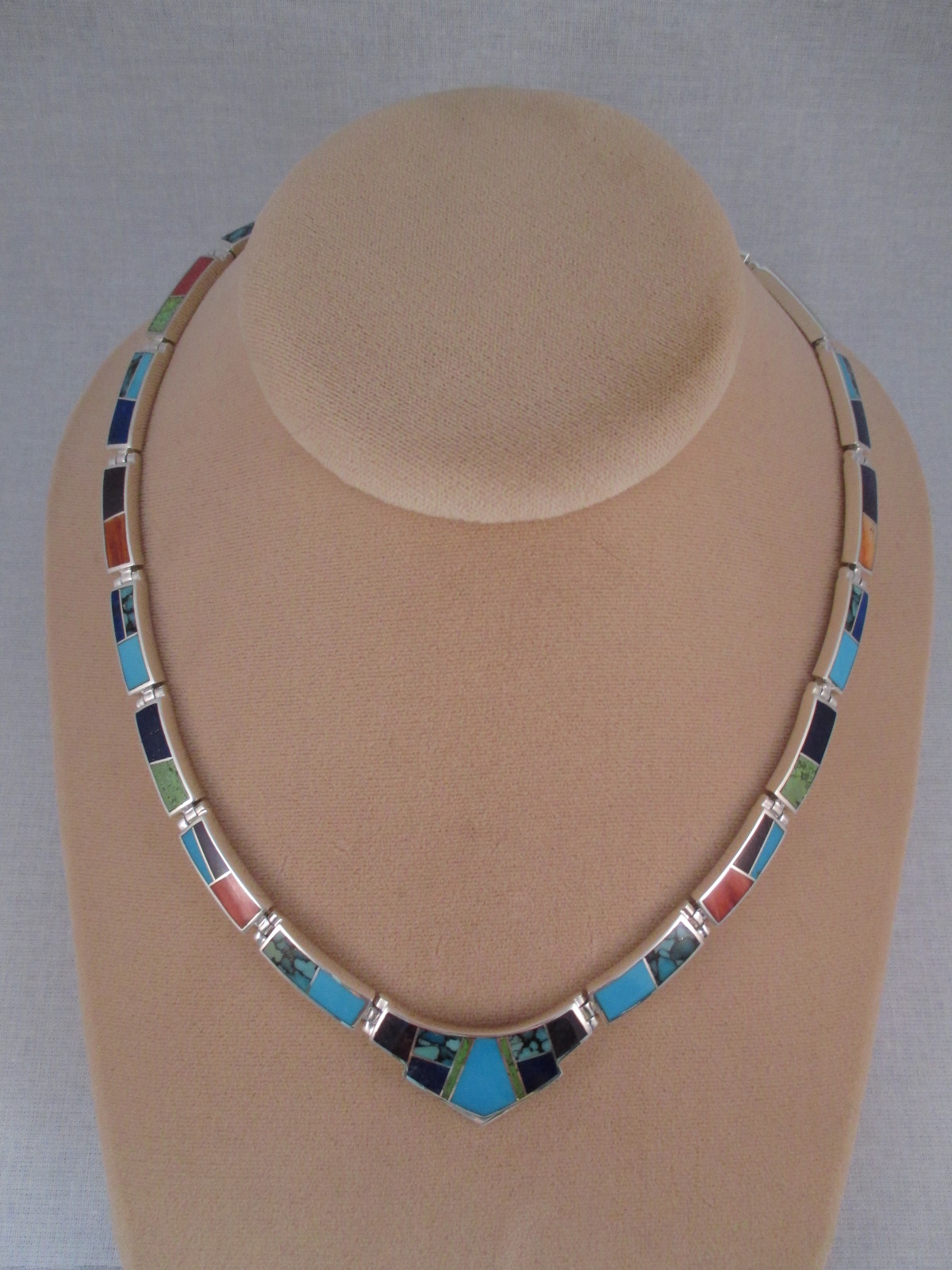 Inlaid Multi-Color Necklace - Navajo Jewelry - Inlay Necklace