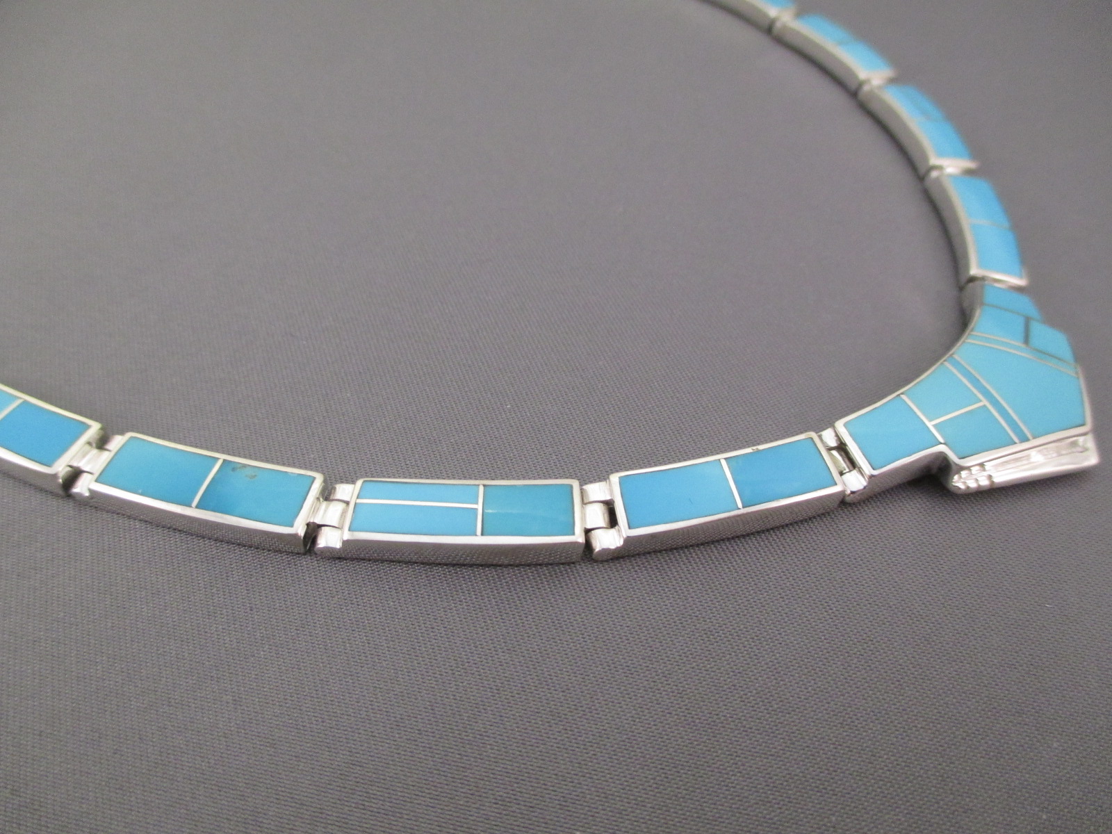 NE2947 Turquoise Inlay Necklace by Native American Navajo Indian ...