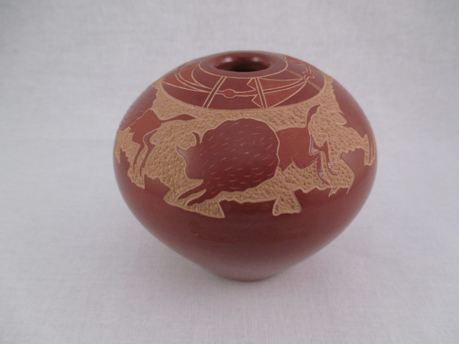 Miniature Sgraffito Santa Clara Pueblo Pottery by Goldenrod (Gloria Garcia)
