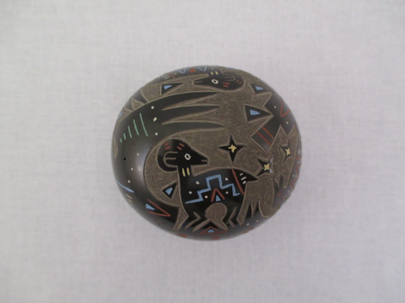 Santa Clara Pueblo Pottery by Ray Tafoya - Miniature sgraffito pottery with Mountain Goats
