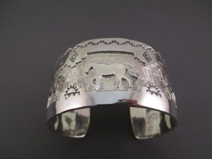 Sterling Silver Cuff Bracelet with Horses by Fortune Huntinghorse