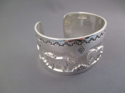Sterling Silver Cuff Bracelet with Horses by Fortune Huntinghorse