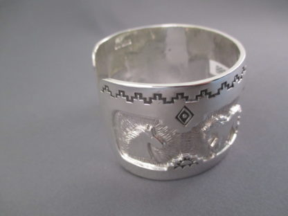 Sterling Silver Cuff Bracelet with Horses by Fortune Huntinghorse