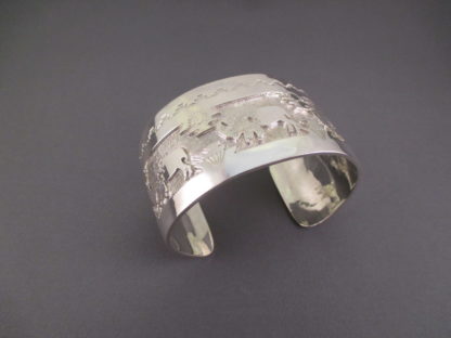 Detailed Sterling Silver Cuff Bracelet featuring Buffalo