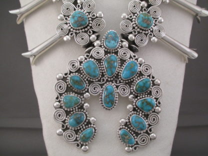 Turquoise Mountain Turquoise Squash Blossom Necklace