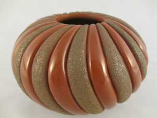 Pueblo Pottery - Red + Micaceous 'SWIRL' Bowl by Santa Clara Pottery Artist, Linda Tafoya-Sanchez FOR SALE $2,350-
