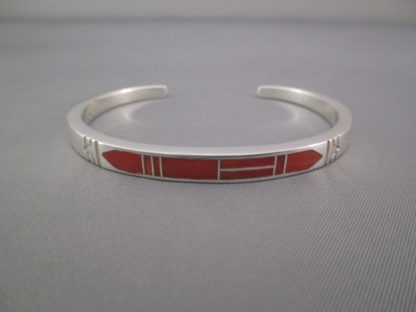 Coral Inlay Cuff Bracelet