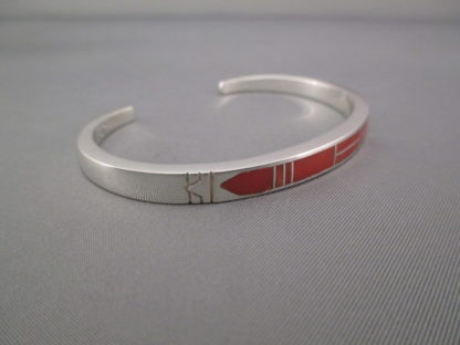 Coral Inlay Cuff Bracelet