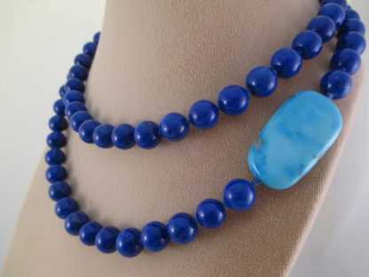 Lapis Necklace with Turquoise Accent