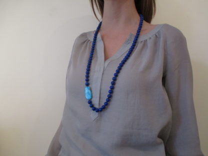 Lapis Necklace with Turquoise Accent
