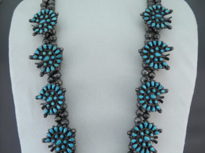 Antique (1930’s) Turquoise Squash Blossom Necklace