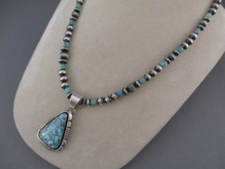 Turquoise Mountain Turquoise Pendant Necklace by Navajo Indian jeweler, Ronnie Willie $495-