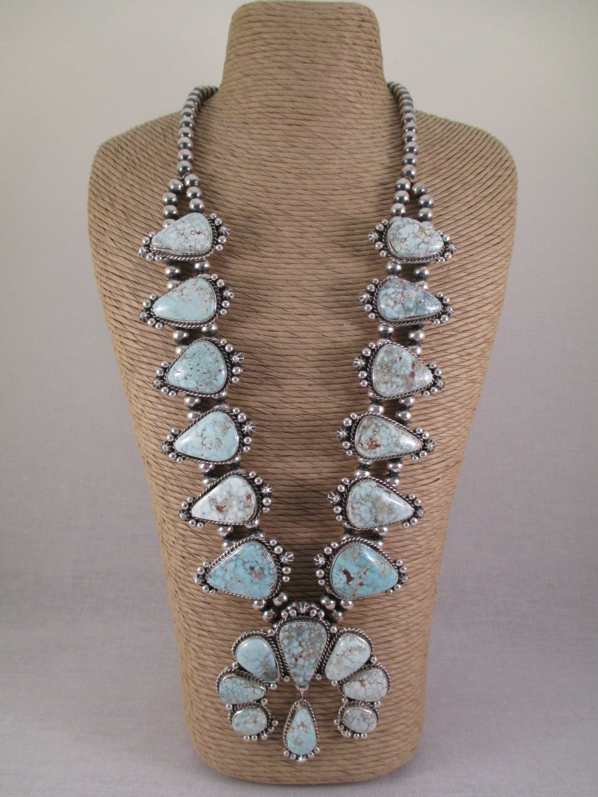 Dry Creek Turquoise Squash Blossom Necklace Earring Set