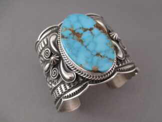 Turquoise Cuff - Sterling Silver & Blue Royston Turquoise Cuff Bracelet by Navajo jewelry artist, Andy Cadman $1,195-
