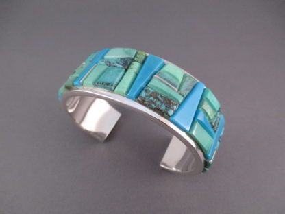 Turquoise Cobblestone Inlay Cuff Bracelet