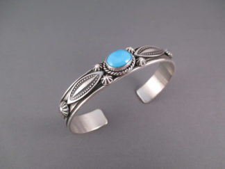 Sterling Silver and Sleeping Beauty Turquoise cuff bracelet by Albert Jake