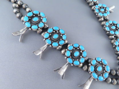 Sleeping Beauty Turquoise Squash Blossom Necklace