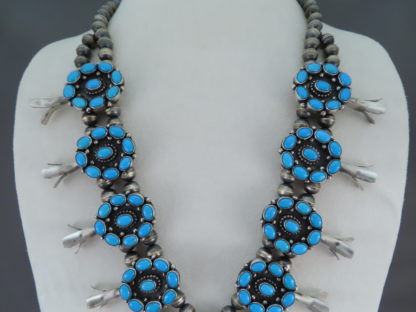 Sleeping Beauty Turquoise Squash Blossom Necklace