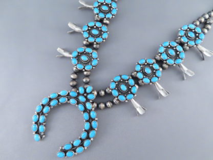 Sleeping Beauty Turquoise Squash Blossom Necklace