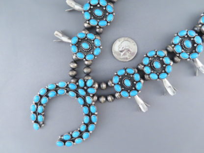 Sleeping Beauty Turquoise Squash Blossom Necklace