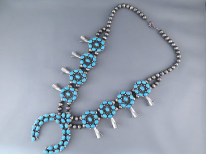 Sleeping Beauty Turquoise Squash Blossom Necklace