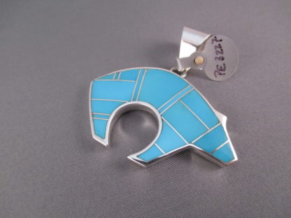 Turquoise Inlay Bear Pendant