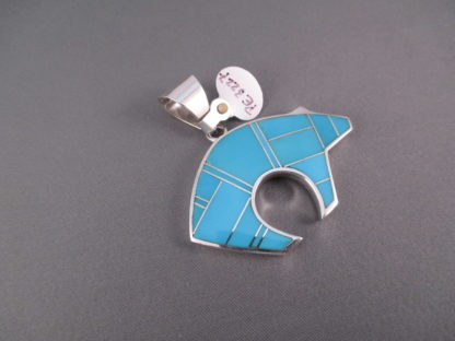 Turquoise Inlay Bear Pendant