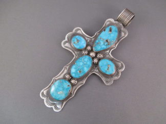 Kingman Turquoise & Sterling Silver Cross Pendant