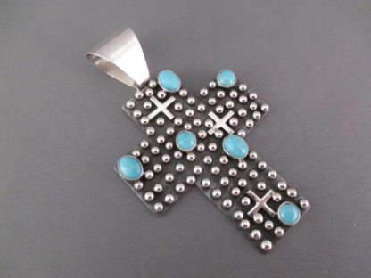 Cross Pendant with Sleeping Beauty Turquoise by Ronnie Willie