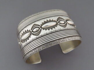 Large WIDE Sterling Silver Bracelet Cuff by Native American Navajo Indian jewelry artist, Thomas Curtis FOR SALE $1,650-