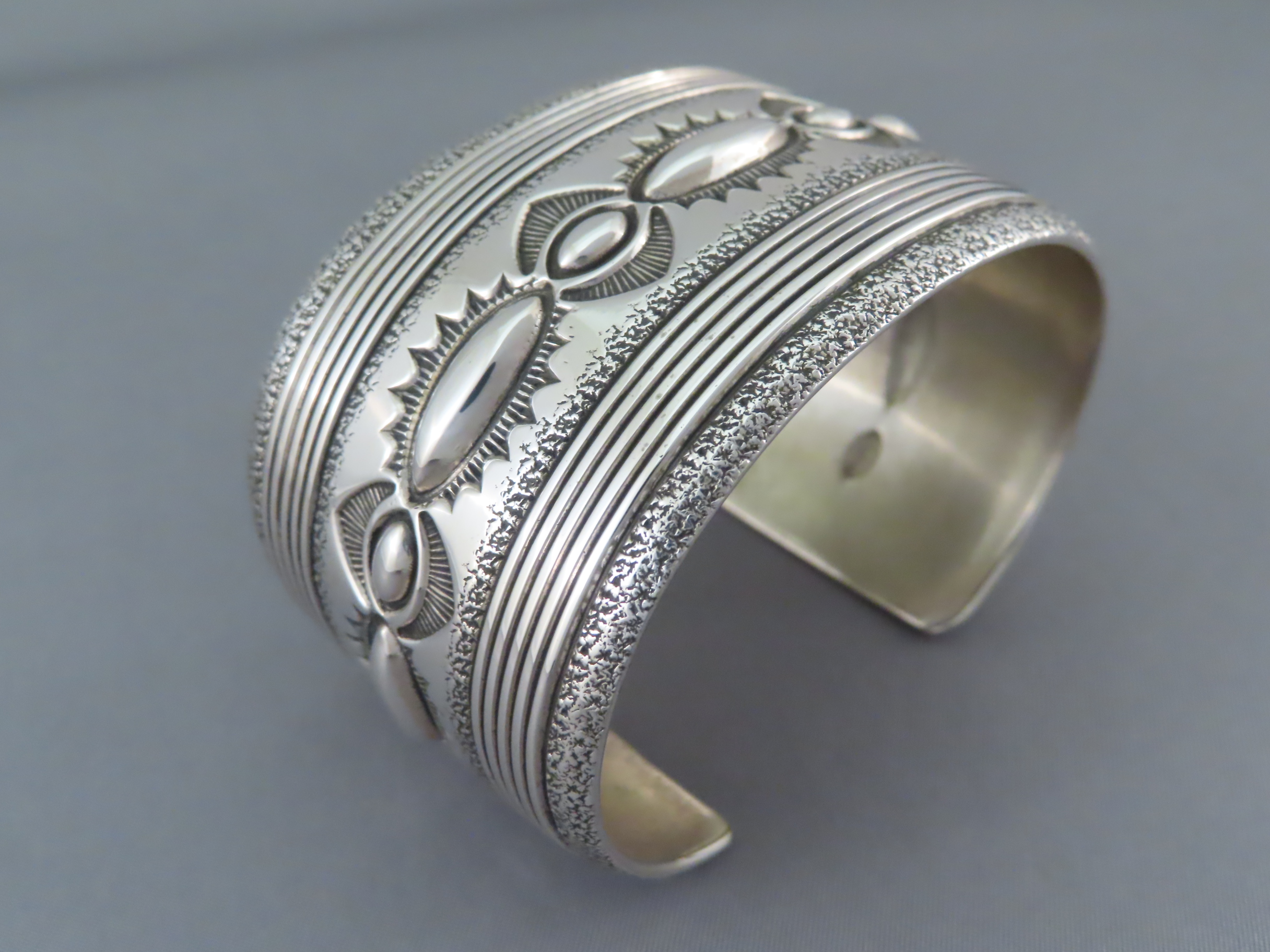 Thomas Curtis Wide Sterling Silver Cuff Bracelet - Navajo Jewelry