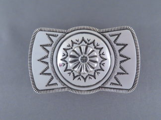 Native American Jewelry - Sterling Silver Belt Buckle by Navajo jewelry artist, Leonard Gene FOR SALE $495-