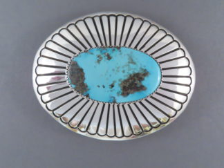 Silver & Turquoise Belt Buckle by Gene Jackson