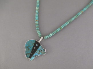 BEAR Necklace - Turquoise Bear Pendant Necklace by Navajo Indian jewelry artist, Jimmy Poyer FOR SALE $245-