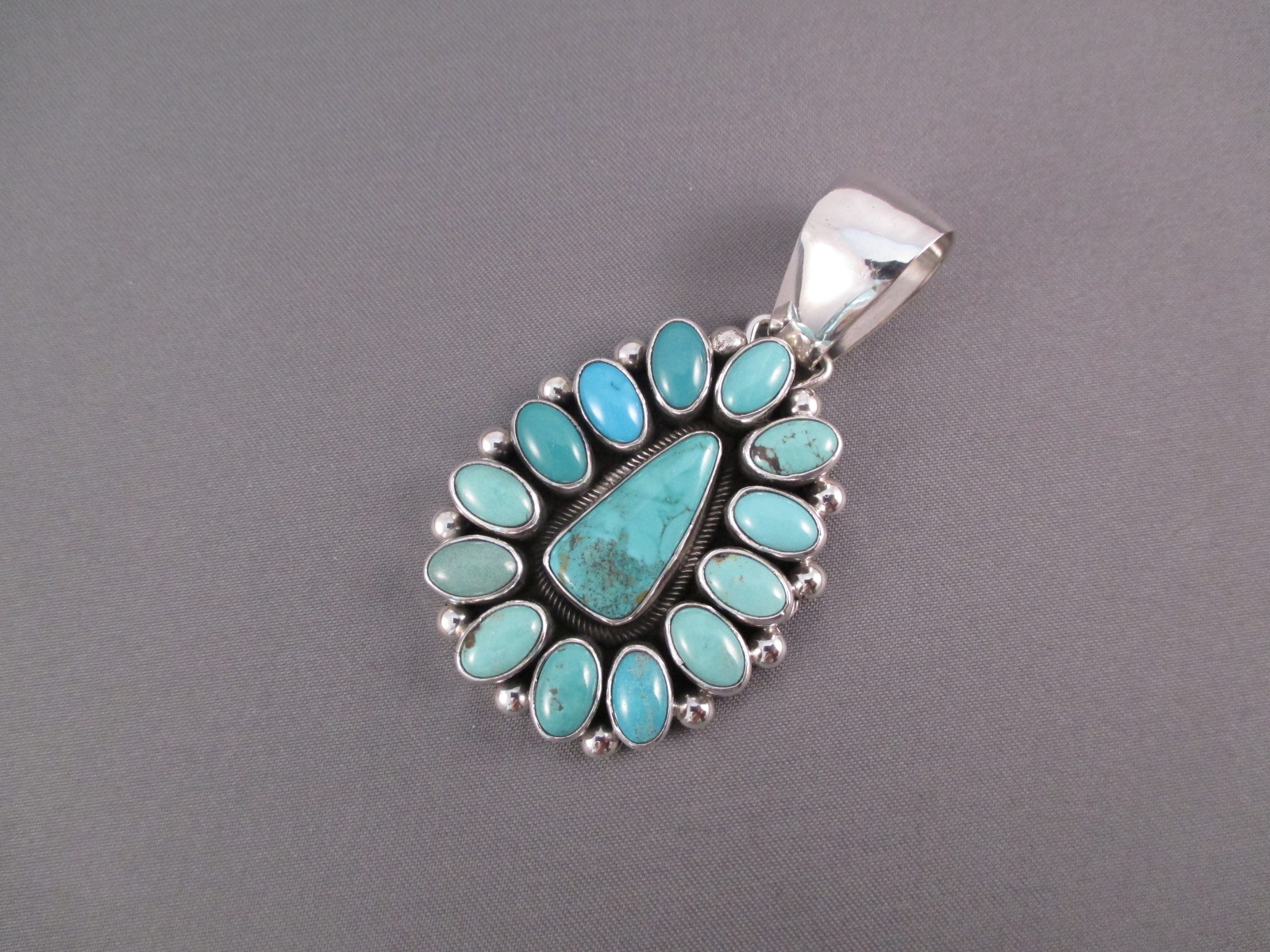 Turquoise Pendant by Navajo jewelry artist, Bea Tom.