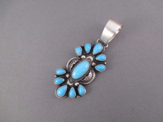 Sterling Silver and Sleeping Beauty Turquoise Pendant by Navajo jewelry artist, Geraldine James