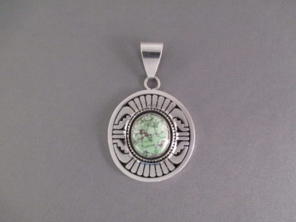 Leonard Nez Sterling Silver & Carico Lake Turquoise Pendant