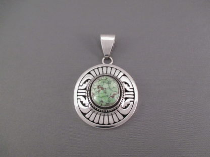 Leonard Nez Sterling Silver & Carico Lake Turquoise Pendant