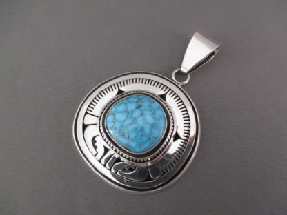 Leonard Nez Sterling Silver & Kingman Turquoise Pendant