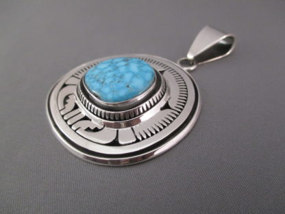 Leonard Nez Sterling Silver & Kingman Turquoise Pendant