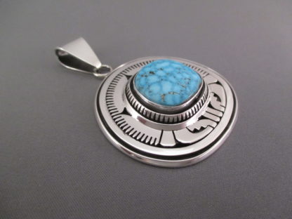 Leonard Nez Sterling Silver & Kingman Turquoise Pendant