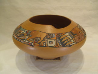 Large painted Native American Santa Clara Pueblo Indian Pottery by Jody Folwell and Susan Folwell.