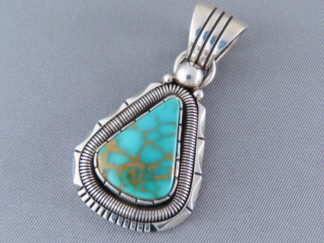Turquoise Jewelry - King's Manassa Turquoise Pendant by Native American jeweler, Will Vandever FOR SALE $375-