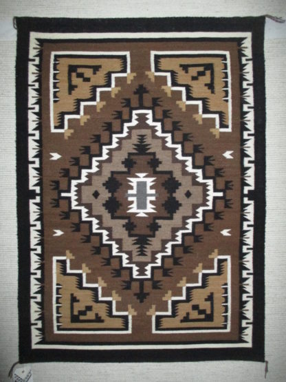 Two Grey Hills Rug by Larry Nathaniel – Medium Size Navajo Weaving