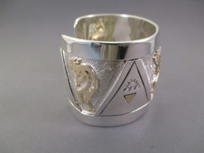 Fortune Huntinghorse Sterling Silver & 14kt Gold Overlay ‘Kokopelli’ Bracelet