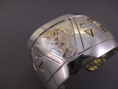 Fortune Huntinghorse Sterling Silver & 14kt Gold Overlay ‘Kokopelli’ Bracelet